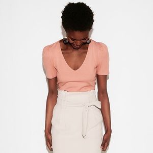 Ribbed Puff Sleeve Top